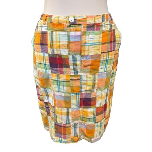 Pendleton Madras Plaid Orange Patchwork Straight Skirt Size 8 Preppy Old Money - Picture 1 of 12